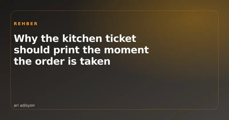 Close-up of a thermal ticket coming out of a kitchen printer