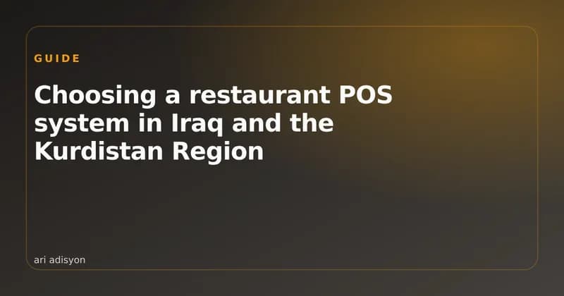 A café counter in Erbil with a POS tablet and a QR menu card