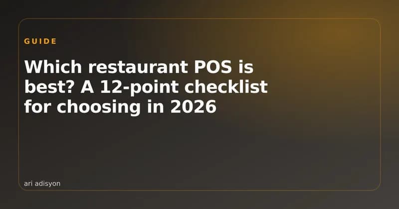 A café owner comparing POS systems with a checklist
